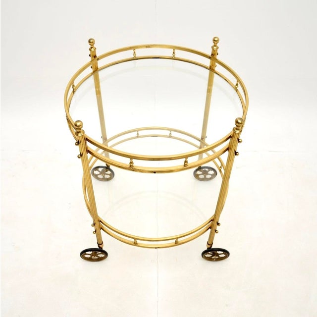 Vintage French Brass Drinks Trolley, 1970s For Sale - Image 4 of 8