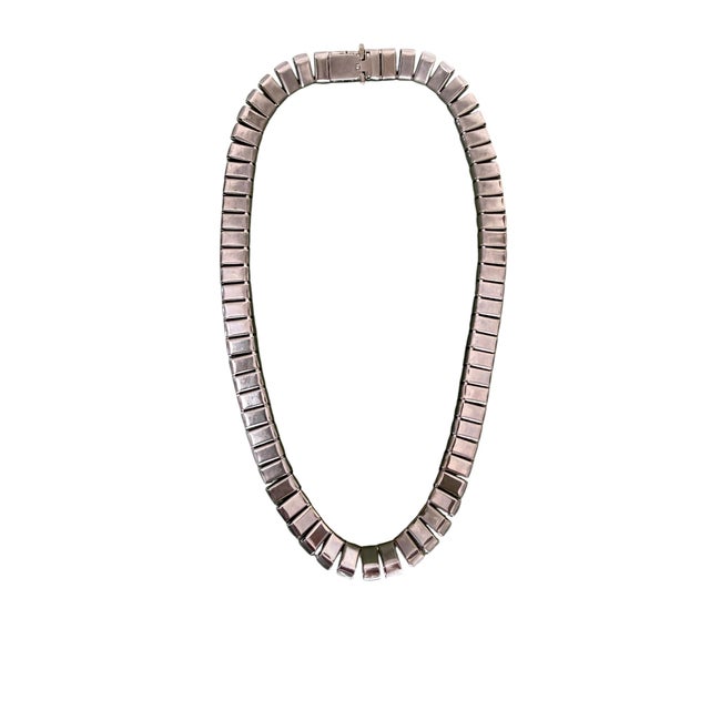 Art Deco Art Deco 1930’s Square Cut Crystal Line Chain Tennis Necklace For Sale - Image 3 of 8