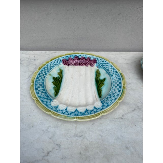 French Majolica Asparagus Plate Orchies, circa 1890.