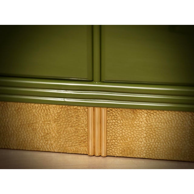 Mid-Century Green Color and Brass Sideboard, 1980s For Sale - Image 11 of 12