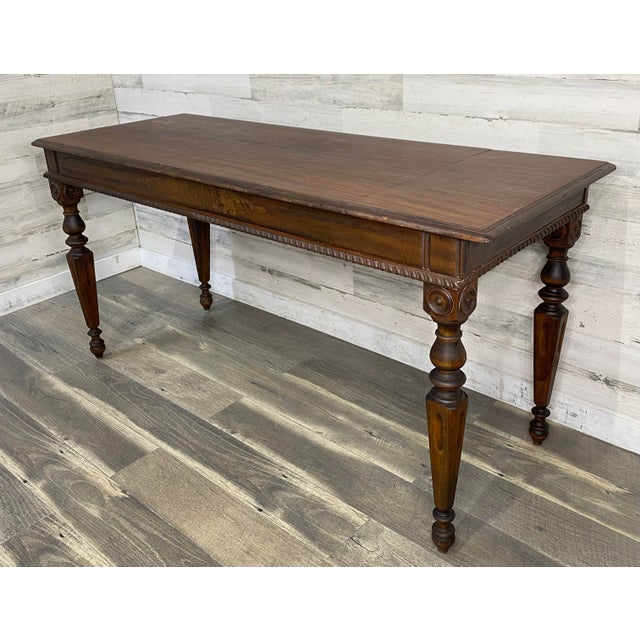 Brown Antique Victorian Mahogany Writing Desk Library Table For Sale - Image 8 of 12