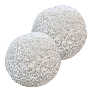 White Boucle Chic Round Pillows by Arlene Angard, Set of 2