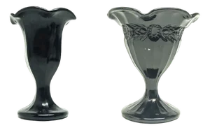 Hialite Bowls on Stand by Ząbkowice Glassworks, Poland, 1970s, Set of 2