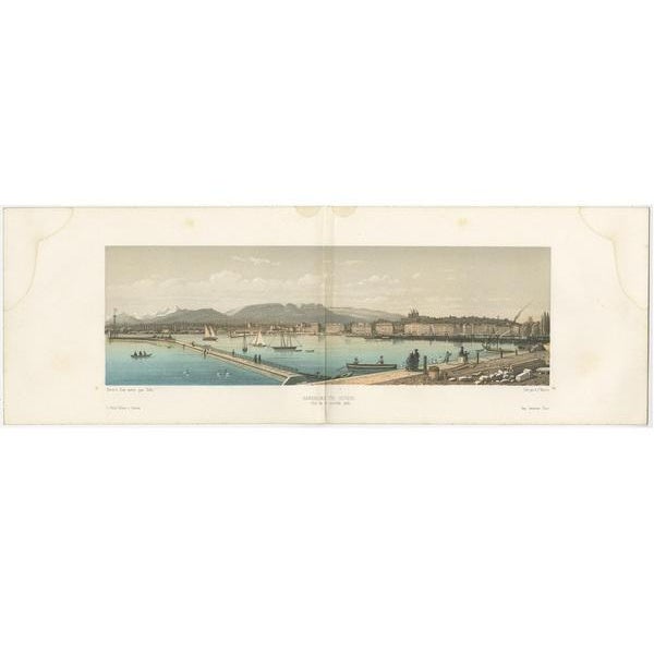 Set of two views of Geneva, Switzerland. These prints originate from 'Souvenirs de la Suisse'. Published by S. Morel,...