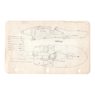 1940s Maine Marine Architectural Pencil Drawing on Paper For Sale