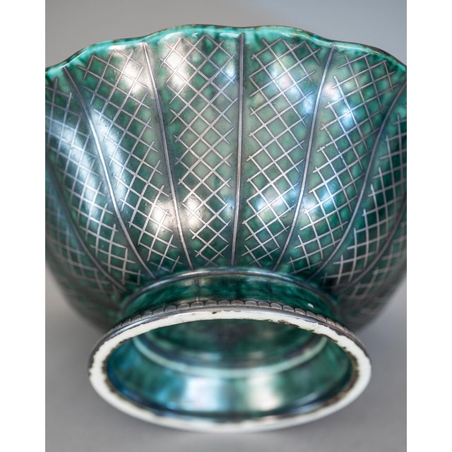 1940s Argenta Bowl with Silver Decoration by Wilhelm Kåge for Gustavsberg, Sweden, 1949 For Sale - Image 5 of 8