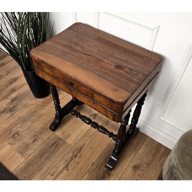 Antique Italian Burl Wood Carved Legs Sewing Side Table, 1890s For Sale - Image 6 of 10