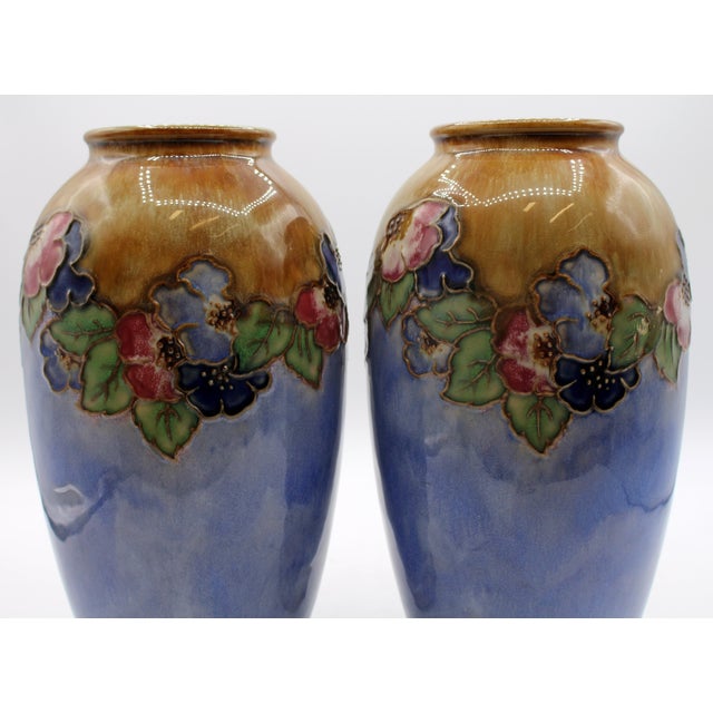 Arts & Crafts 1920-1927 Pair of Arts & Crafts Vases by Royal Doulton, England For Sale - Image 3 of 6