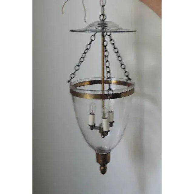 19th Century English Bell Jar Glass Hall Smoke Shade Electrified Lantern For Sale - Image 4 of 11