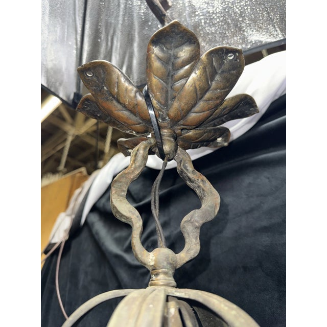 Metal Antique Arts and Crafts Craftsman Art Nouveau Pendant Light, Circa 1910 For Sale - Image 7 of 12