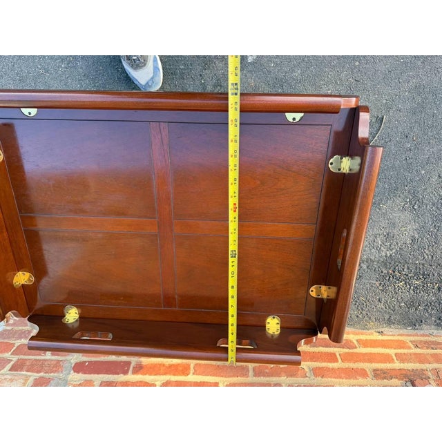 Baker Furniture Company Vintage Baker Furniture Chippendale Style Mahogany Butler Tray Coffee Table For Sale - Image 4 of 18