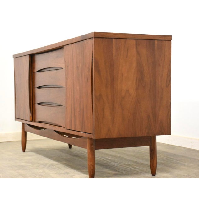 1960s Refinished Walnut Sliding Door Dresser For Sale - Image 4 of 9