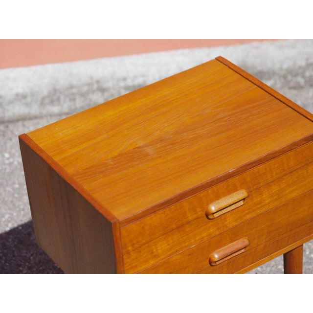 Vintage Teak Veneer Bedside Tables, Denmark, 1960, Set of 2 For Sale - Image 3 of 13
