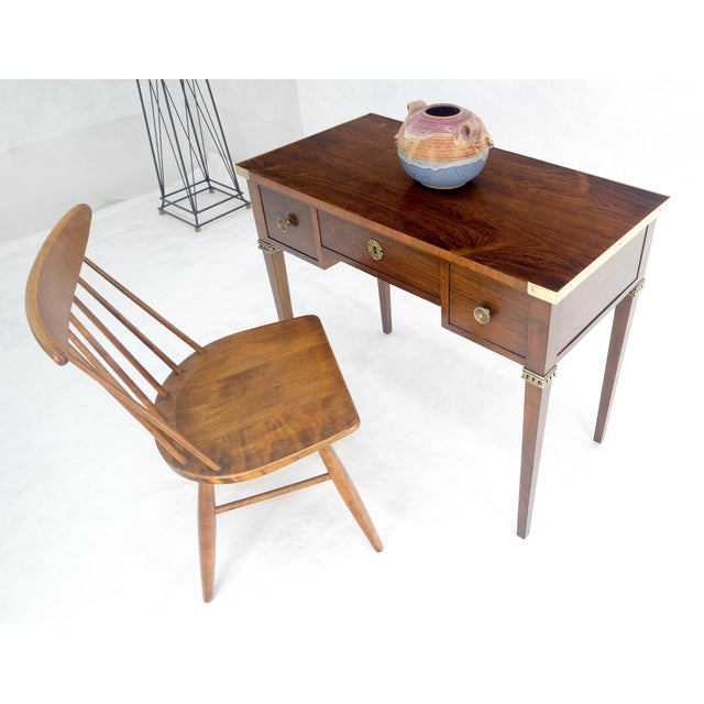 Baker Very Fine All Rosewood & Brass Gallery Trim Petit Desk Console Table MINT! For Sale - Image 13 of 14