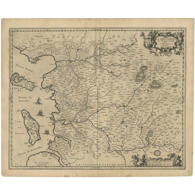 Antique Map of the Region of Saintonge by Janssonius, 1657 For Sale