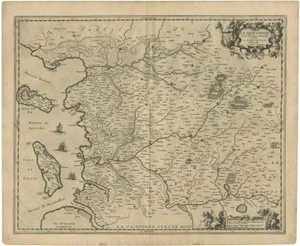 Antique Map of the Region of Saintonge by Janssonius, 1657