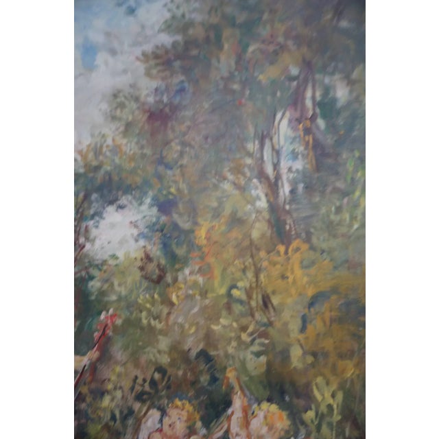 Wood Herman Lipot "The Garden" Oil Painting on Canvas Early 20c For Sale - Image 7 of 11