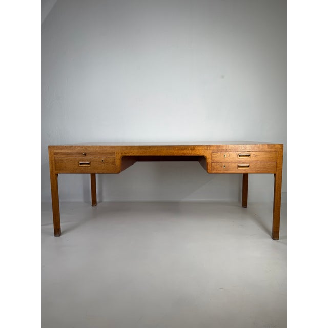 Large Danish Mahogany Desk by Ejner Larsen and Aksel Bender Madsen for Willy Beck, 1950s For Sale - Image 10 of 10
