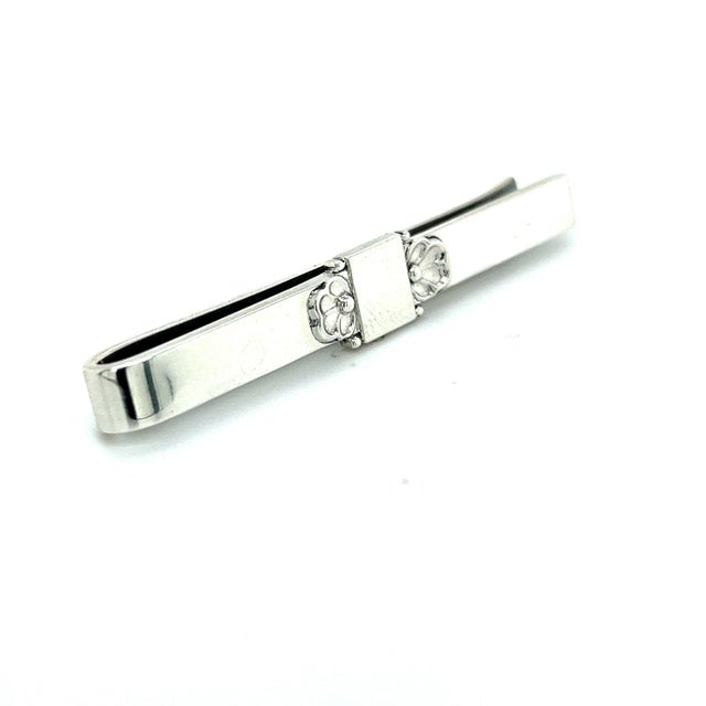 Metal 1990s Georg Jensen Estate Mens Tie Bar 2.5" Silver For Sale - Image 7 of 9