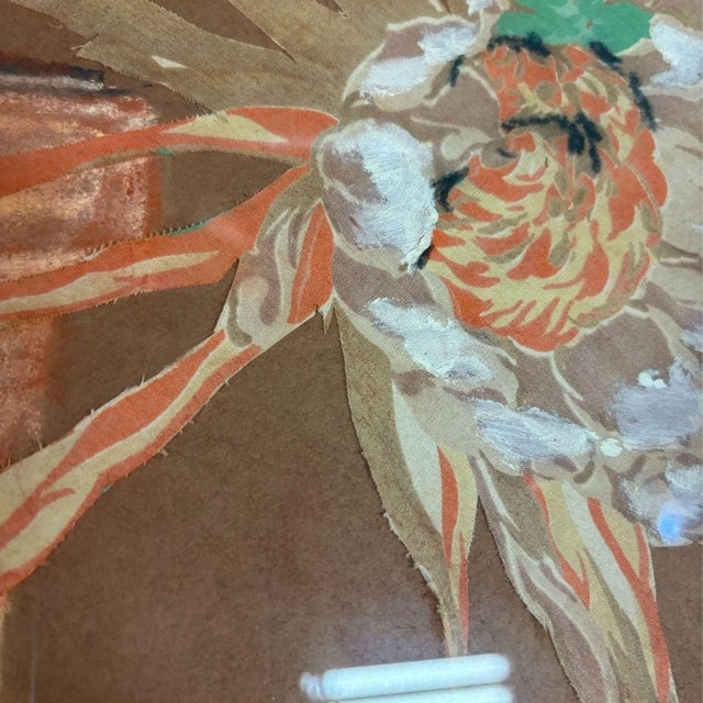 1970s Cereus Flower Fabric Art Painting Framed, Unisgned For Sale - Image 4 of 6