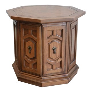 Vintage 1960s Thomasville Octagon End Table - Mid Century Wooden Accent Side Table With Storage For Sale