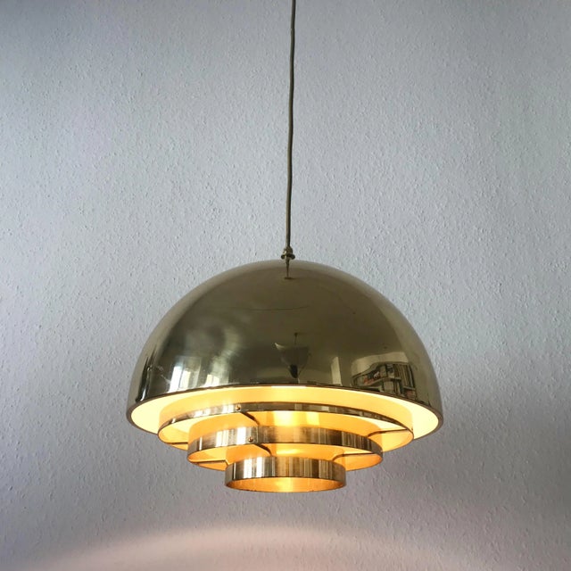 Metal Mid-Century Modern Brass Dome Pendant Lamp from Vereinigte Werkstätten For Sale - Image 7 of 11