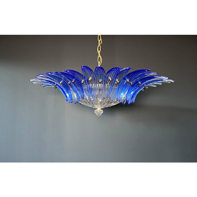 Murano Pendant Light with Palmette and Blue Glasses, 1990 For Sale - Image 9 of 18