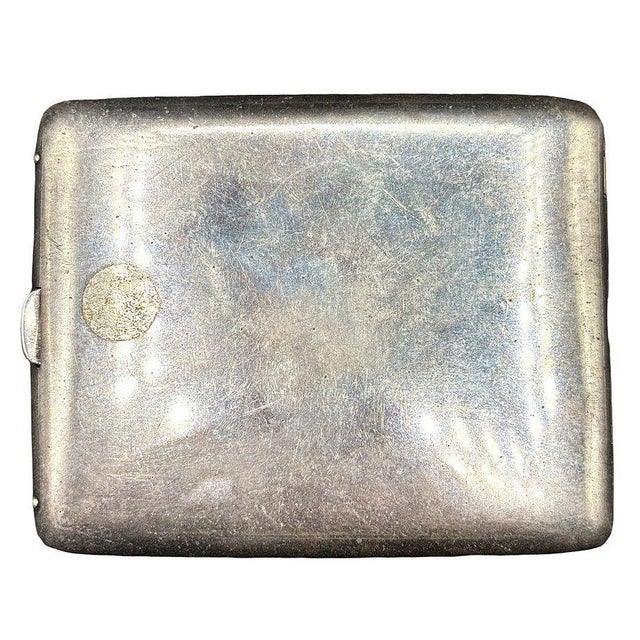 Art Deco 1930s Sterling Silver Art Deco Cigarette Case W/ 18k Gold Inlay by Marathon For Sale - Image 3 of 11