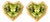 Geometric Heart Peridot Stud Earrings, Silver, Gold, Pair For Sale