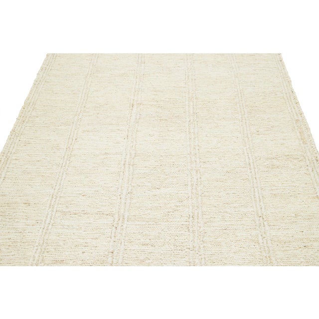 Textile Modern Soumak Natural Jute Rug Handmade in Ivory For Sale - Image 7 of 9