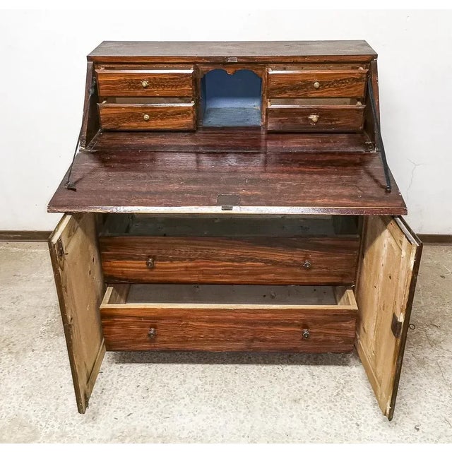 Vintage Italian Two Folds to Two Doors Lacquered Wood Cabinet For Sale - Image 6 of 9