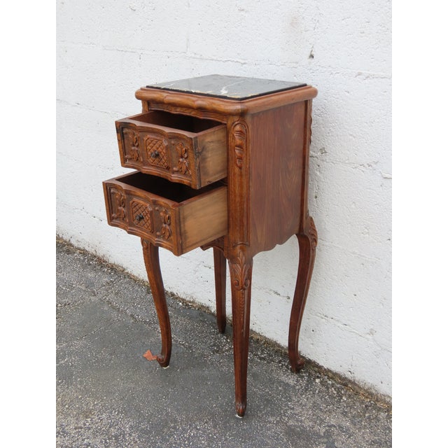 French Early 1900s Hand Carved Tall Narrow Nightstand End Table 6342 For Sale - Image 12 of 13