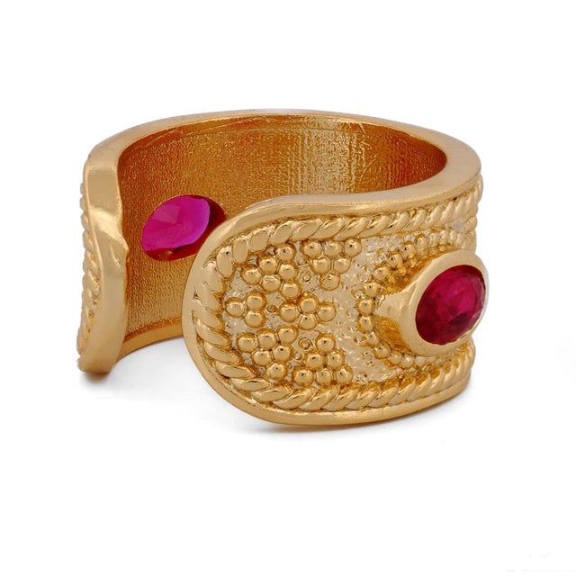 Queen Cleopatra Ruby Energy Cuff Adjustable Ring, Size 4 For Sale - Image 9 of 10