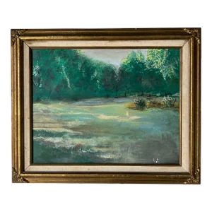70's Vintage Bob Impressionist Abstract Landscape Oil Painting, Framed