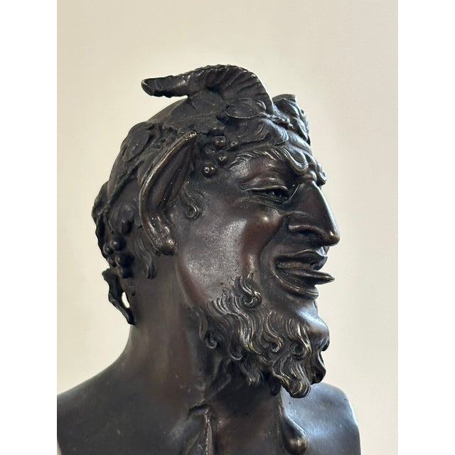 Sculpture Depicting a Satyr, 19th Century, Bronze on Marble Base For Sale - Image 12 of 12