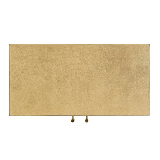 Wood Francois 32 in. W Rectangular Wood and Leather 2 Door Accent Cabinet, Antique Gold For Sale - Image 7 of 8