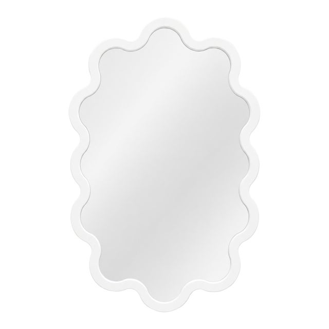 Wavy White Oval Wall Mirror for Modern Bathroom – Hvyli Oval 60 For Sale