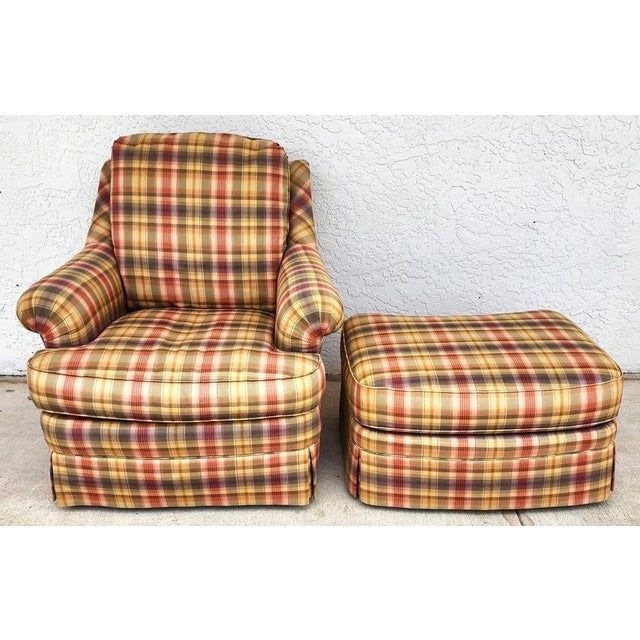 English Sherrill English Country Club Chair & Ottoman For Sale - Image 3 of 12