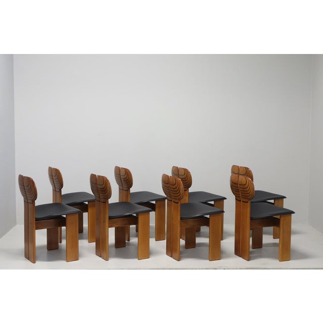 Black Vintage ​Africa Dining Chairs by Afra & Tobia Scarpa for Maxalto, 1975, Set of 8 For Sale - Image 8 of 16