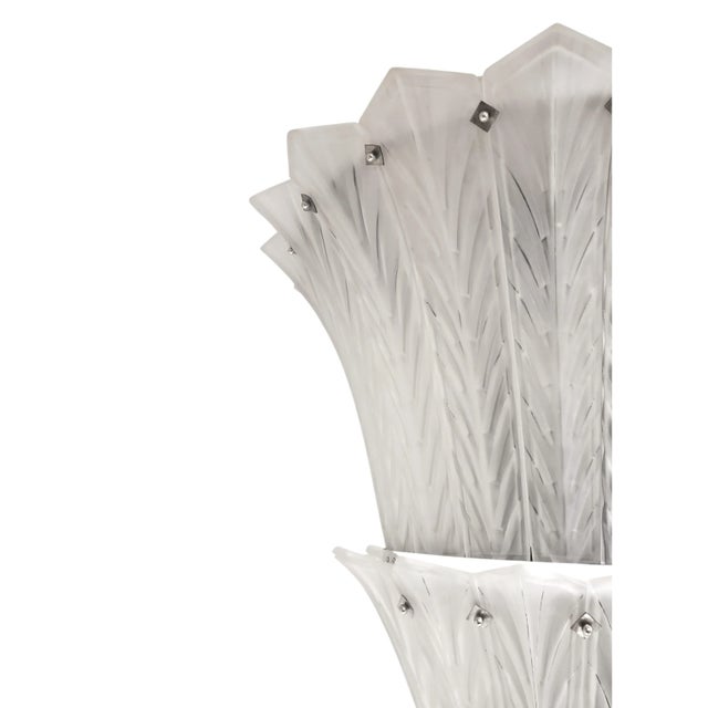 Early 20th Century Very Large French Art Deco Two Tier Frosted Art Glass Sabino Chandelier For Sale - Image 16 of 18