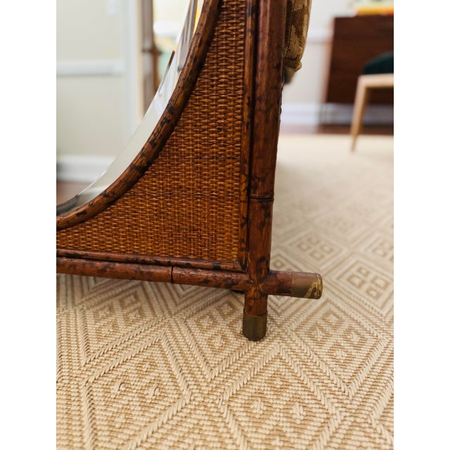 Vintage Large Bamboo and Grasscloth Mirror - British Colonial Style For Sale - Image 6 of 11