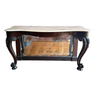 Superb 19th Century Carrara White Marble Top Hall or Antique Console Table For Sale
