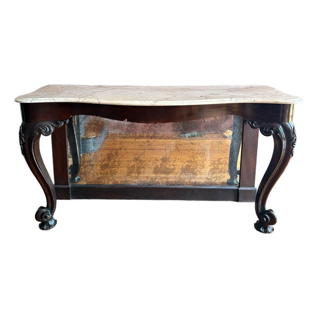 Superb 19th Century Carrara White Marble Top Hall or Antique Console Table For Sale