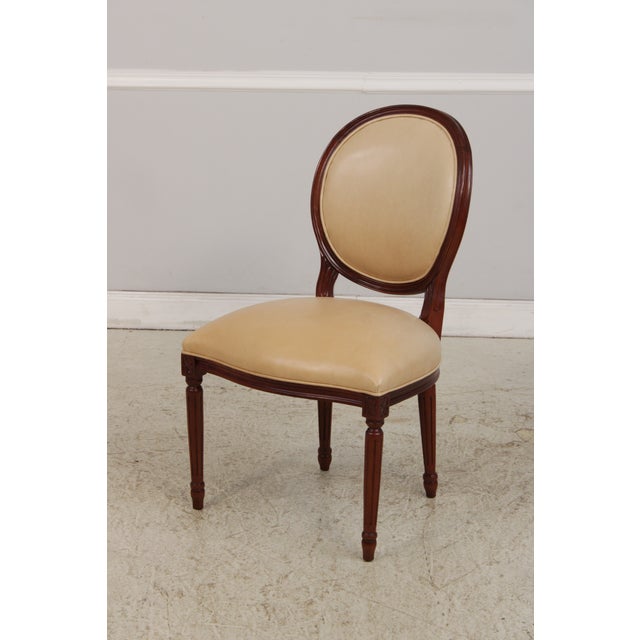 Set of 8 French Louis XVI Style Leather Dining Chairs For Sale - Image 4 of 18
