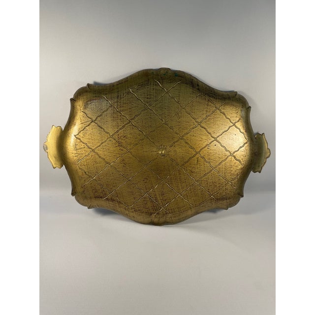 Vintage Rectangular Decorative Florentine Tray, "Made in Italy" For Sale - Image 10 of 12