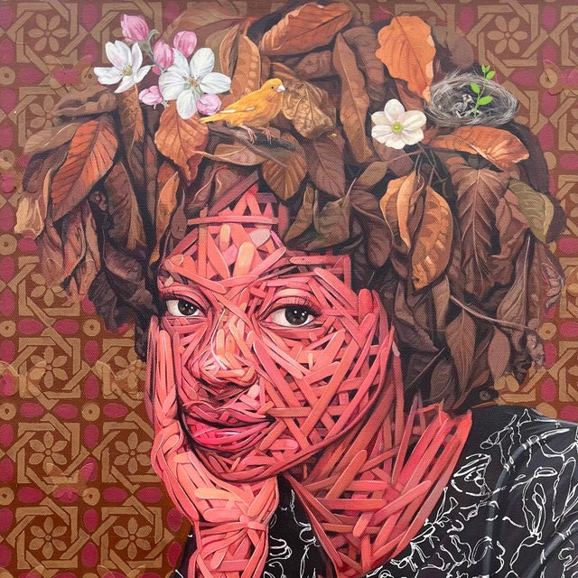 Early 21st Century Beulah by Ifeoluwa Alade | Acrylic and glow in the dark medium on canvas Portrait of a young woman. For Sale - Image 5 of 5