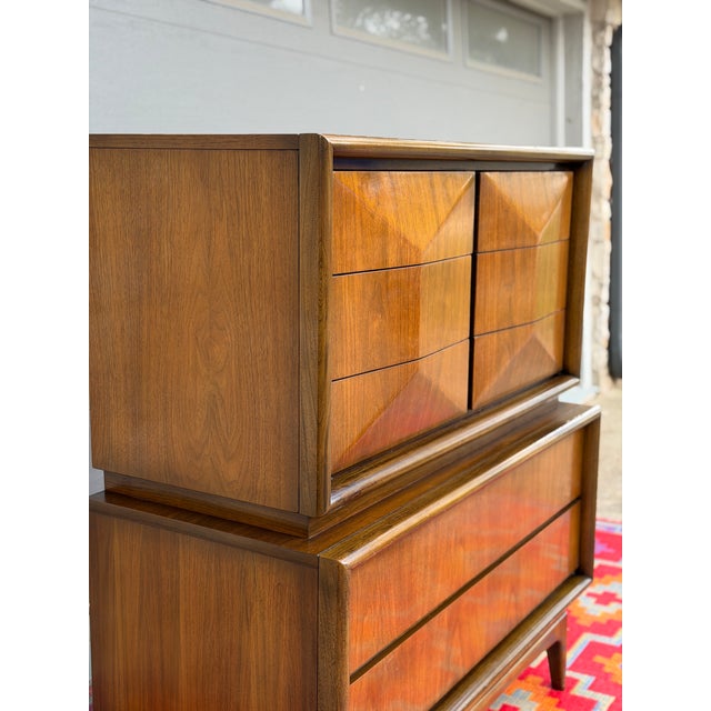 Wood 1960s Diamond Front Tall Dresser/ Gentlemen's Chest For Sale - Image 7 of 7