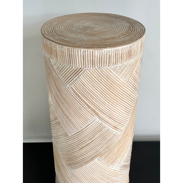 Vintage Boho Washed Pencil Reed Pedestal For Sale - Image 4 of 6
