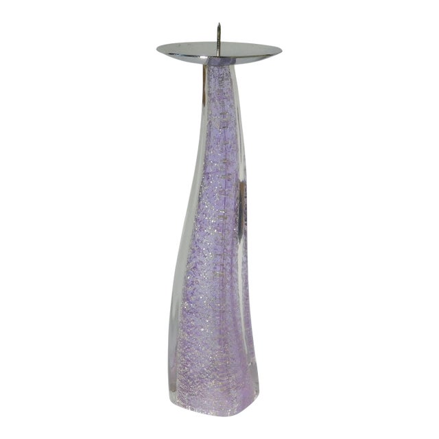 1980s Purple Murano Glass Candlestick For Sale