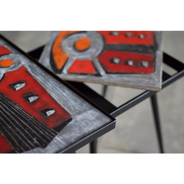 Vintage Low Ceramic Tables from Brothers Jean & Robert Cloutier, 1950s, Set of 2 For Sale - Image 16 of 18